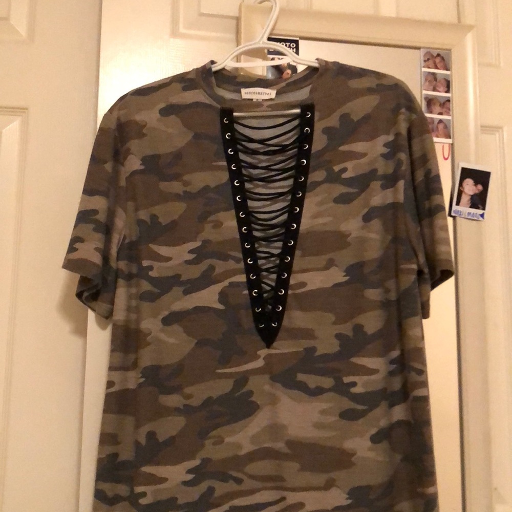Camo Lace Up Tee